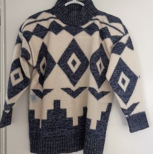 Vintage Blue and White Patterned Sweater
